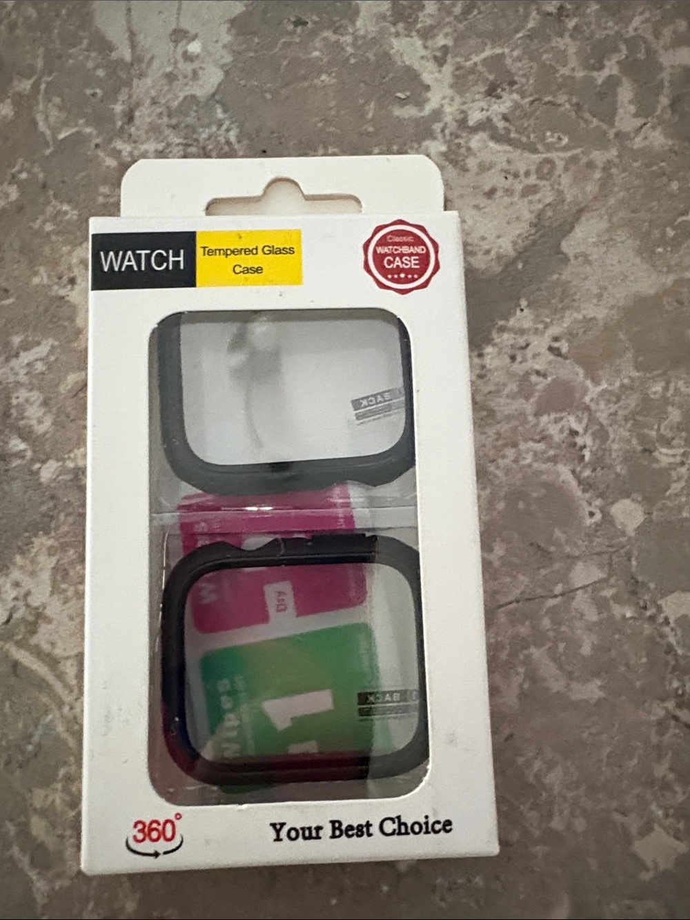 Tempered Glass Watch Case Screen Protector - Black